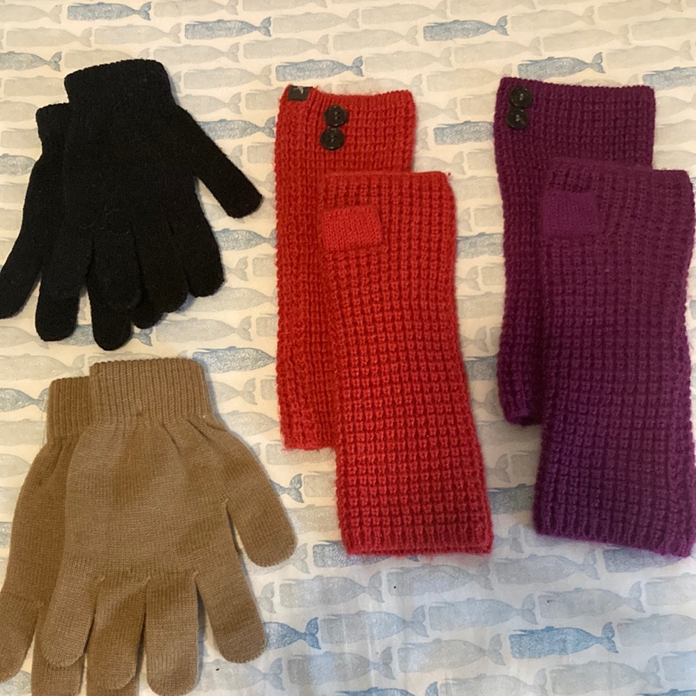 Winter Gloves Fingerless Black Tan Purple Orange